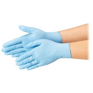 【業務用】No.555 ニトリルトライ3 ブルー パウダーフリー ニトリルゴム製 使い捨て手袋 Mサイズ 100枚入