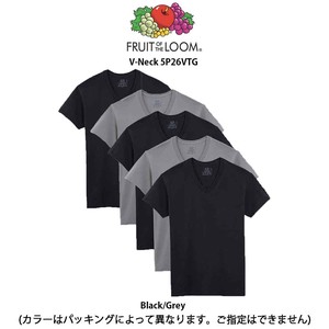 FRUIT OF THE LOOM(フルーツオブザルーム)Vネック Tシャツ 5枚セット Black/Grey V-Neck 5P26VTG