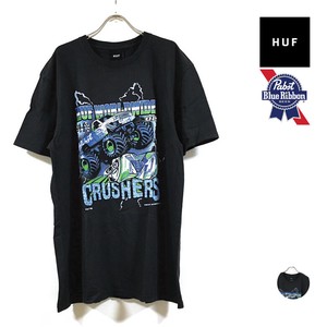 HUF ハフ × Pabst Blue Ribbon パブストブルーリボン コラボ CRUSHERS WASHED 半袖 Tシャツ メンズ