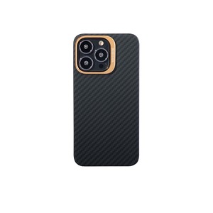 iPhone13ProMax専用 ブラックグレー カーボンケース　ゴールドアルミカメラレンズガード HoverKoatMatt