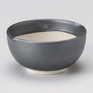 黒マット波紋櫛目丸型3.5寸すり鉢 日本製 美濃焼