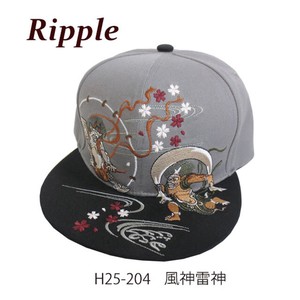 【Ripple】刺繍フラットキャップ 風神雷神