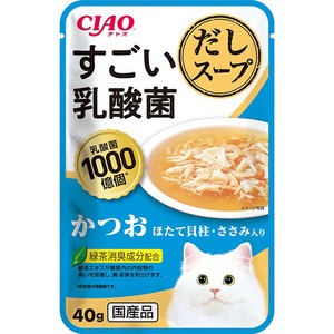 ［いなばペットフード］CIAO すごい乳酸菌だしスープ かつお ほたて貝柱・ささみ入り 40g