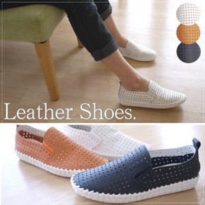 Low-top Sneakers Round-toe Leather Genuine Leather Ladies' Slip-On Shoes