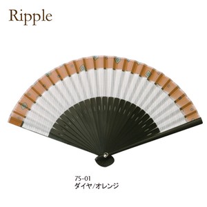 ※セール※【Ripple】プチプラ ユニセックス ポケット扇子(切り替え) ダイヤオレンジ