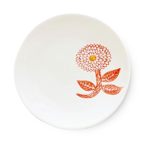 Hasami ware Main Plate Red Dahlia M 16.5cm Made in Japan