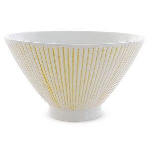 Hasami ware Rice Bowl Yellow Stripe M Made in Japan