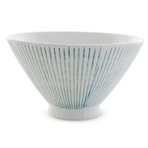 Hasami ware Rice Bowl Light Blue Stripe M Made in Japan