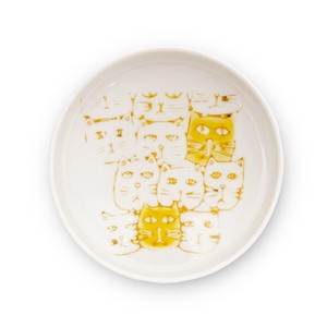 Hasami ware Small Plate Cats Yellow M Made in Japan