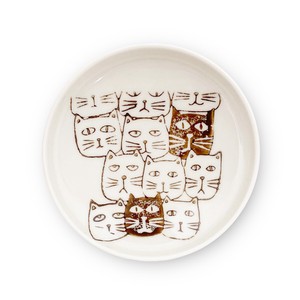 波佐見焼 日本製 勲山窯 スタッキング 小皿 直径 10.2 cm x 高さ 2 cm キャッツ ブラウン