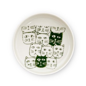 Hasami ware Small Plate Cats M Green Made in Japan