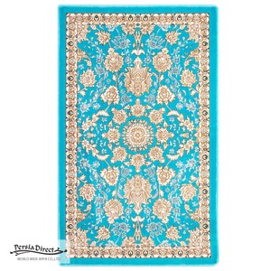 ペルシャ　絨毯　機械織　玄関マット　50×80cm　マールー柄　ブルー