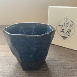 ロックカップ　氷裂貫入　ブルー  【日本製　おしゃれ　美濃焼　陶器　お酒】