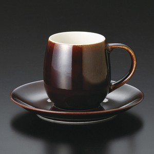 コーヒーカップ&ソーサー シュプレムこげ茶釉 日本製 美濃焼 モダン 陶器