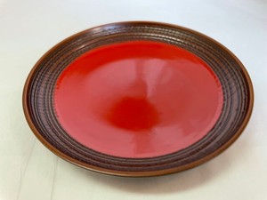 Y3-135　銘々皿　木目　朱　Ming dish, wood grain, red「2022新作」