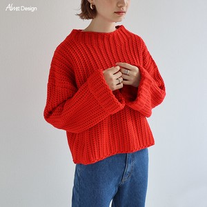 Sweater/Knitwear Bottle Neck Knitted Long Sleeves Tops