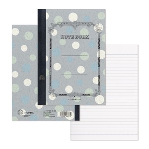 Notebook Gray Blue Dot Swallow Retro Made in Japan
