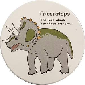 【アニマル雑貨】【恐竜】セラミック製吸水コースター　トリケラトプス　10261