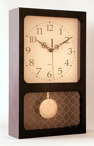 【昭和レトロ】木製振り子時計　レクタングル　ブラック　31261