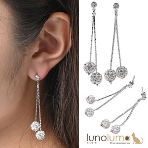 Pierced Earringss Rhinestone Ladies' Made in Japan
