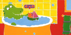 ロングポストカード イラスト ステファニー・バーディ「お風呂」メッセージカード