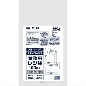 TL45レジ袋45号乳白JANプラマーク入100枚 【 ポリ袋・レジ袋 】