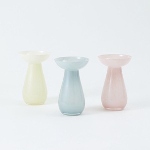 （高さ18cm）ミルキーガラス フラワーベース コル／花瓶 パステル きのこ