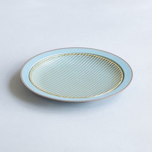 amime-Plate(L)Turquoise×Gold/Made in Japan