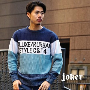 Sweater/Knitwear Color Palette Crew Neck Front Switching