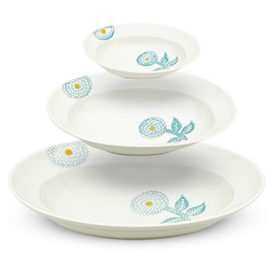 Hasami ware Divided Plate Light Blue Set Dahlia L 3-pcs Made in Japan