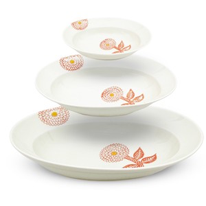 Hasami ware Divided Plate Red Set Dahlia L 3-pcs Made in Japan