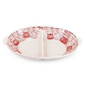 Hasami ware Divided Plate Red Cats M Made in Japan