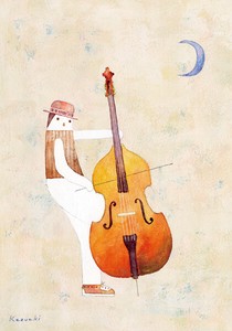 ポストカード イラスト 山田和明「蒼い月」絵本作家 音楽 水彩画 メッセージカード 郵便はがき