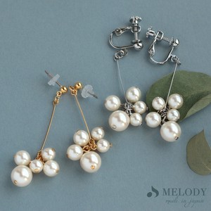 Clip-On Earrings Pearl Earrings Made in Japan