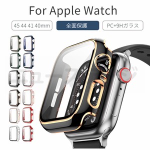 Apple Watch Series 9 8 7 6 5 4用Apple Watch SE 2用一体型液晶まで保護強化ガラスフィルム+PC【J192-1】