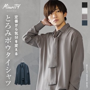 【シャツ】とろみ素材 ボウタイ付 長袖シャツ／MinoriTY