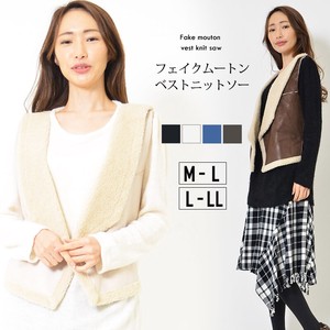 Button Shirt/Blouse Knit Sew Layered Tops L M Cut-and-sew