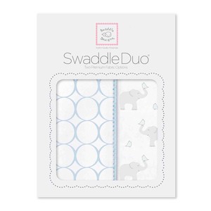 スワドルデザインズ（SwaddleDesigns)スワドルデュオ モッドサークルオンホワイト エレファント&チッキー