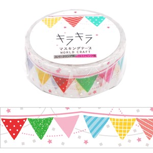 WORLD CRAFT Washi Tape Gift Kira-Kira Masking Tape Garland Stationery Flag M
