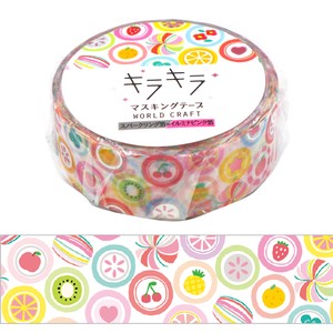 ﾜｰﾙﾄﾞｸﾗﾌﾄ【キラキラマスキングテープ15mm Candy】レトロ 雑貨 手帳 スイーツ 文具 ギフト