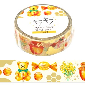 ﾜｰﾙﾄﾞｸﾗﾌﾄ【キラキラマスキングテープ15mm Honey】雑貨 手帳 ミモザ 文具 スイーツ 食べ物