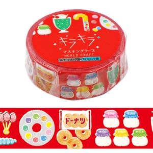 WORLD CRAFT Washi Tape Kira-Kira Masking Tape Dagashi Stationery Sweets M Retro