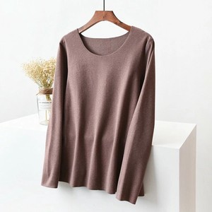 T-shirt Knitted Plain Color Tops Ladies' Cut-and-sew NEW Autumn/Winter