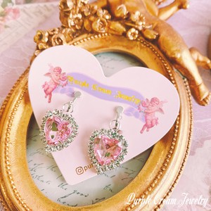 Clip-On Earrings Silver Post Earrings Pink Bijoux