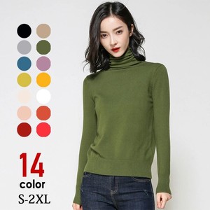 T-shirt Long Sleeves High-Neck Turtle Neck Ladies' Cut-and-sew
