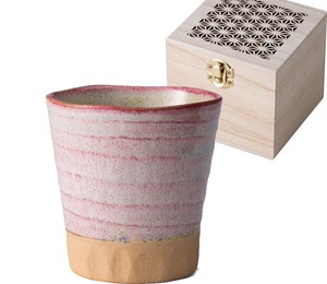Mino ware Cup/Tumbler Porcelain Rock Glass Pottery with Wooden Box Made in Japan