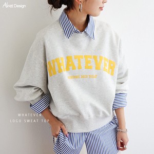 Sweatshirt Brushed Pudding Long Sleeves Tops Cotton College Logo
