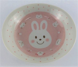 にっこり アニマル カレー皿 うさぎ rabbits 美濃焼 日本製 made in Japan