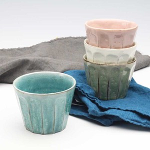 「毎日使う器」　手彫粉引　カップ【白／紅／緑／青】美濃焼 日本製