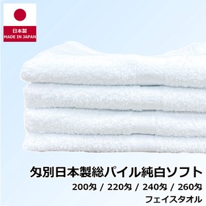 Hand Towel Pure White Face Thin Made in Japan